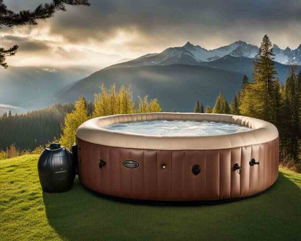 An inflatable hot tub outdoor exposed to the elements.
