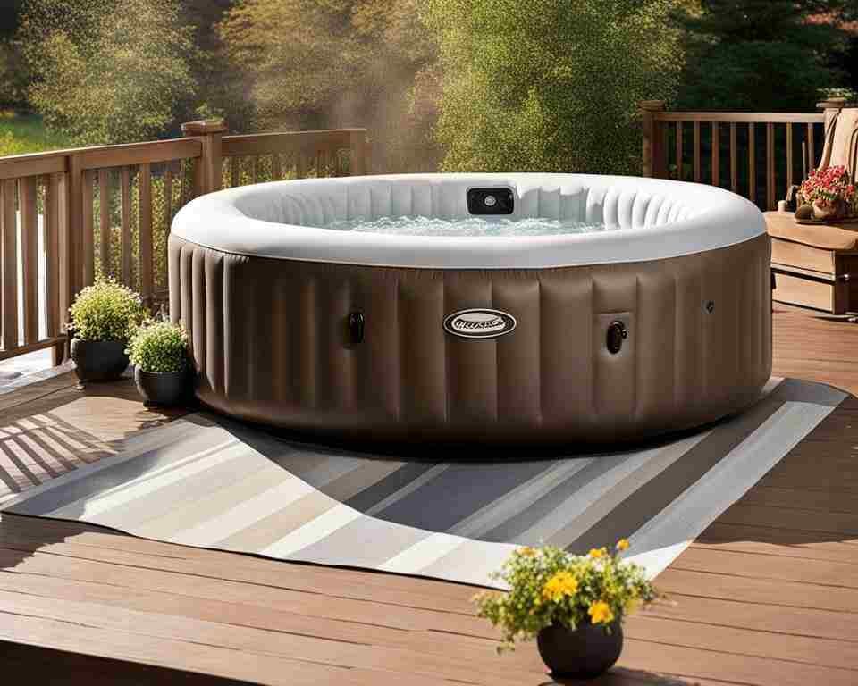 An inflatable hot tub that has been heated up to the perfect temperature.