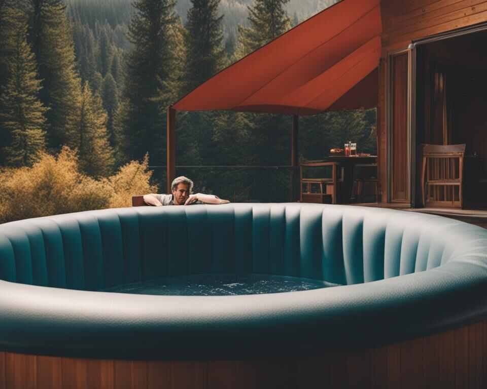 A concerned man wondering why his inflatable hot tub is losing air.