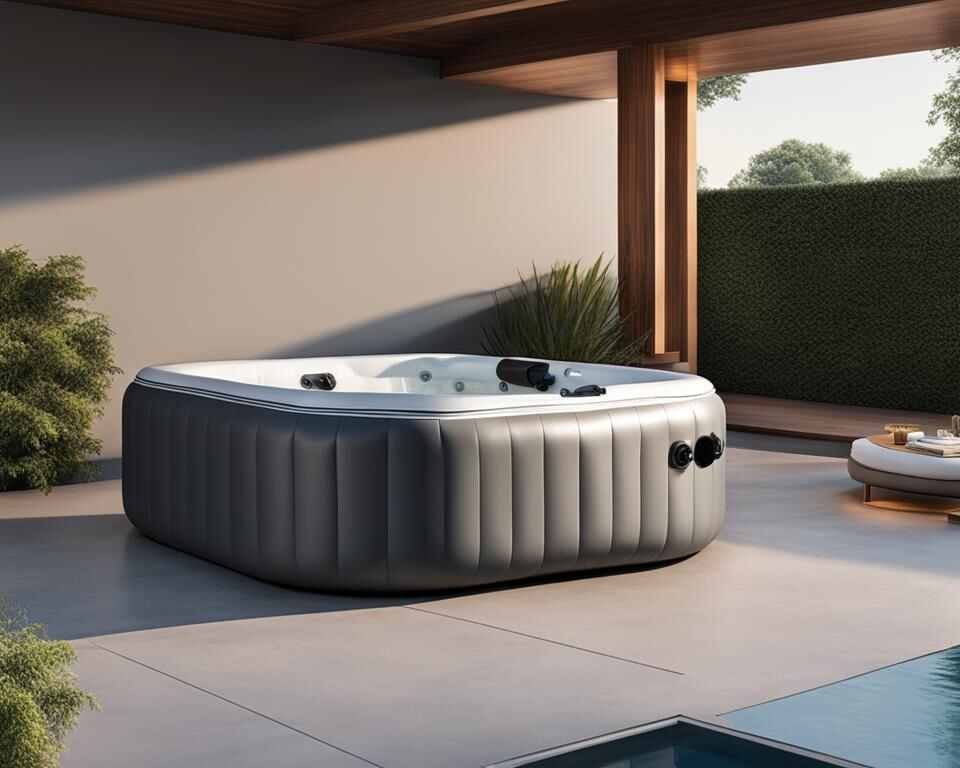 A sleek and modern concrete base for an inflatable hot tub.