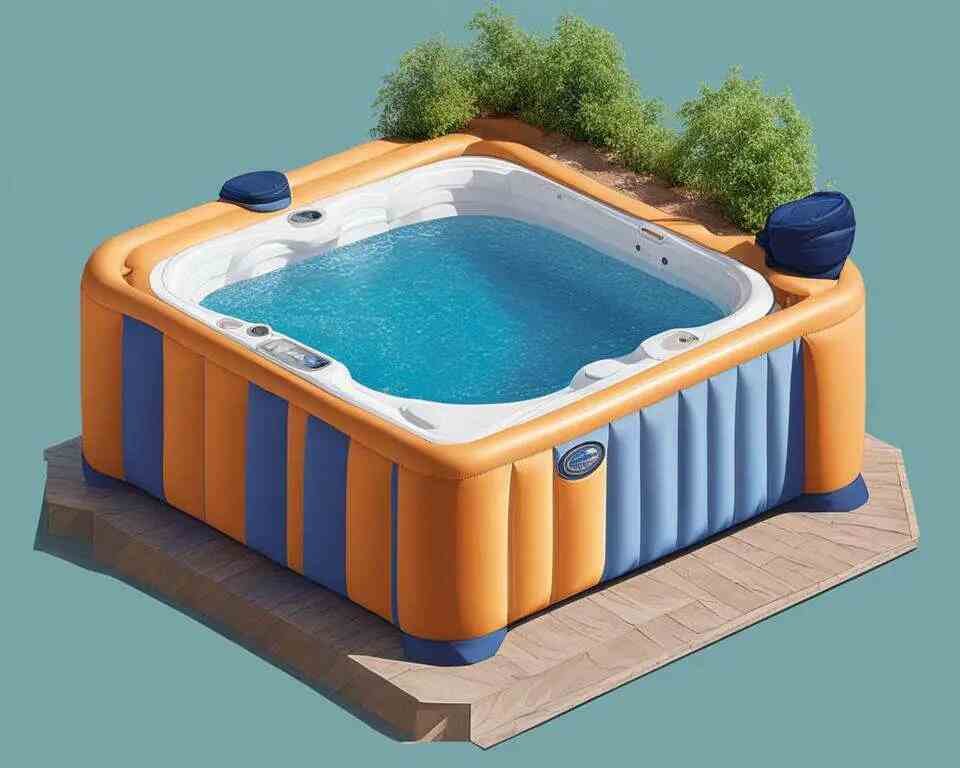 An inflatable hot tub with water in it.