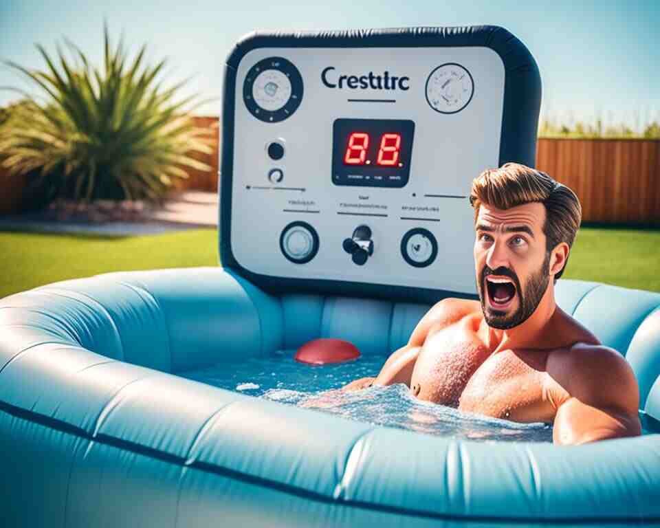An image that represents the frustration of a person trying to enjoy their inflatable hot tub but being interrupted by the E02 error code on the control panel.