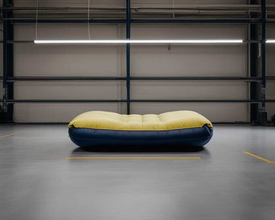 An inflatable mattress slowly deflating over time.