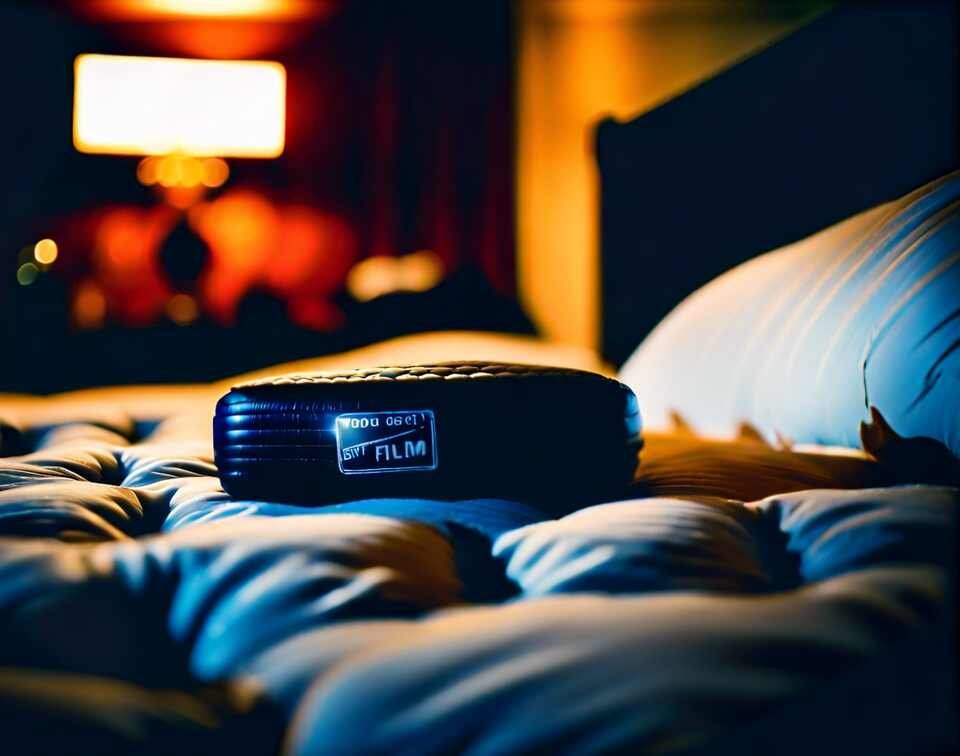 A person sleeping on an inflatable air mattress.