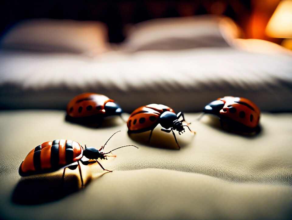 A bunch of bed bugs on an inflatable air mattress.