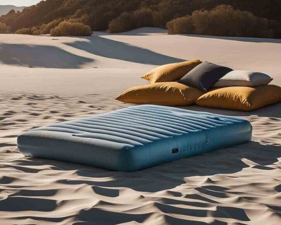 An inflatable mattress being exposed to sunlight and high temperatures, causing it to deteriorate quickly. 