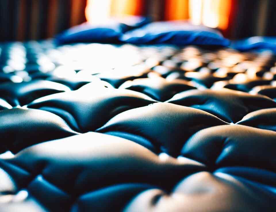 An inflatable air mattress with bumps.